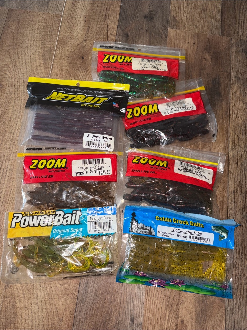 Zoom Assorted Soft Plastic Fishing Baits - Brown & Green